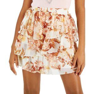 GUESS Nancy Printed Tiered A Forest Floral Print White Skirt
